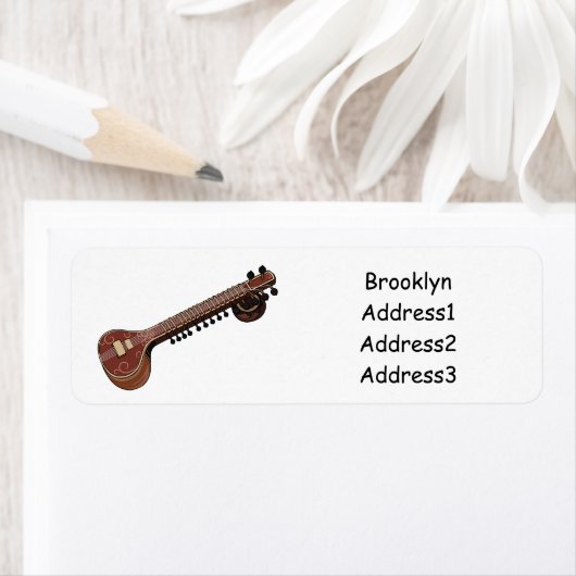 Sitar cartoon illustratie etiket (Insitu)