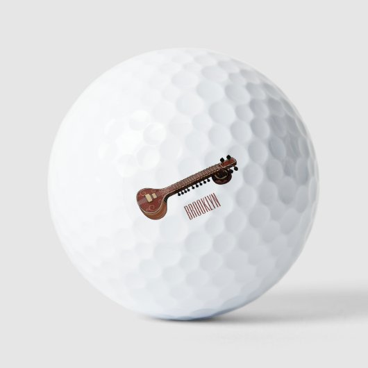 Sitar cartoon illustratie golfballen (Voorkant)
