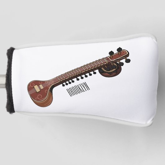 Sitar cartoon illustratie golfheadcover (Voorkant)