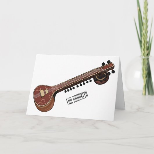 Sitar cartoon illustratie kaart (Voorkant)