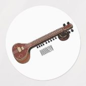 Sitar cartoon illustratie labels (Design 2)