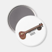 Sitar cartoon illustratie magneet (Voorkant / Achterkant)