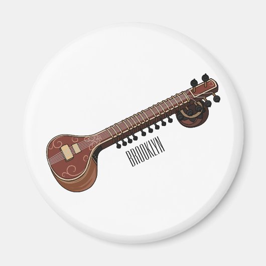 Sitar cartoon illustratie magneet (Voorkant)