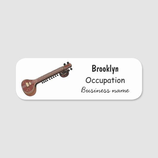 Sitar cartoon illustratie naamplaatje (Voorkant)