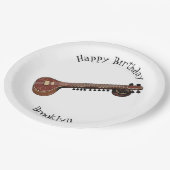 Sitar cartoon illustratie papieren bordje (Gekanteld)