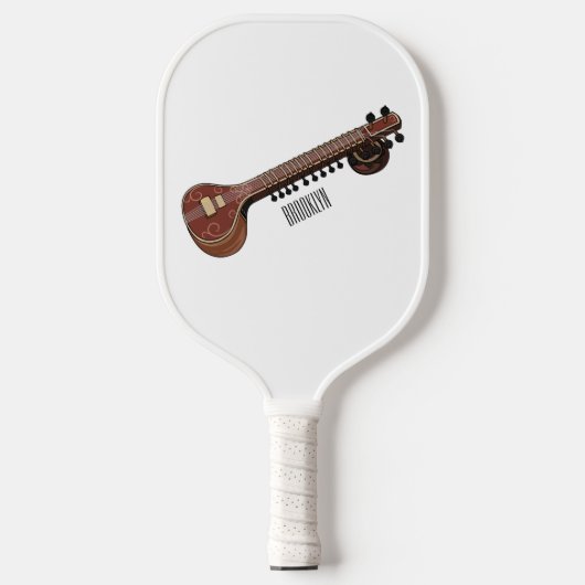 Sitar cartoon illustratie pickleball paddle (Voorkant)