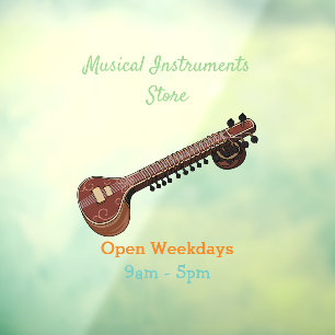 Sitar cartoon illustratie raamsticker