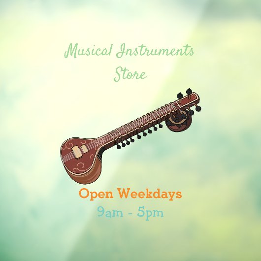 Sitar cartoon illustratie raamsticker (Vel 3)