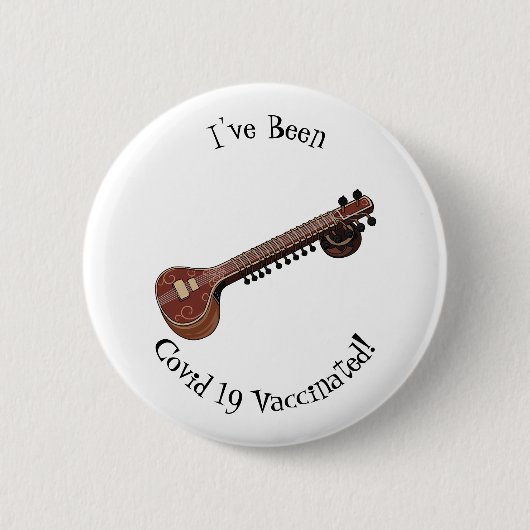 Sitar cartoon illustratie ronde button 5,7 cm (Voorkant)