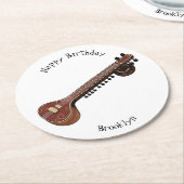 Sitar cartoon illustratie ronde kartonnen onderzetter (Gebogen)