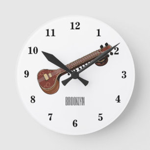Sitar cartoon illustratie ronde klok