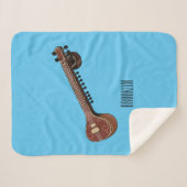 Sitar cartoon illustratie sherpa deken (Voorkant (horizontaal))