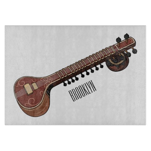 Sitar cartoon illustratie snijplank (Voorkant)