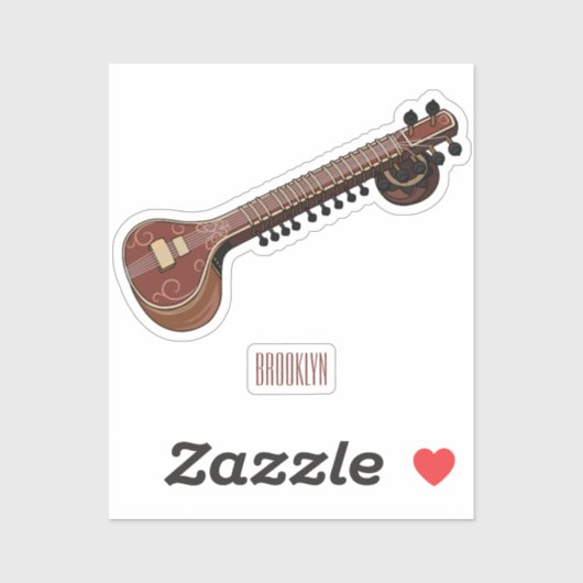 Sitar cartoon illustratie sticker (Vel)
