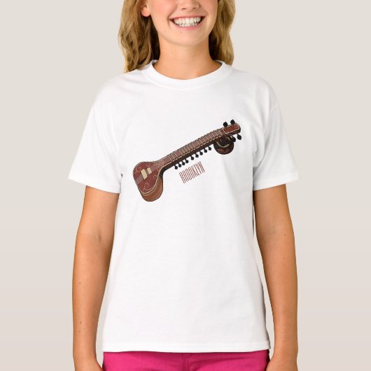 Sitar cartoon illustratie t-shirt (Voorkant)