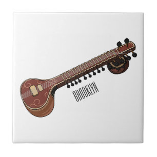 Sitar cartoon illustratie tegeltje