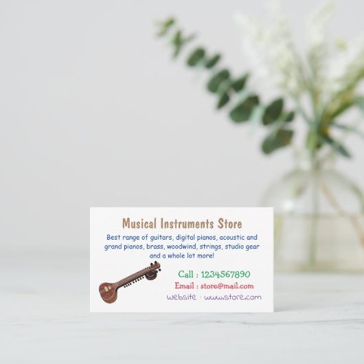 Sitar cartoon illustratie visitekaartje (Staand voorkant)