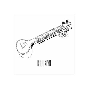 Sitar-cartoonillustratie Rubberstempel