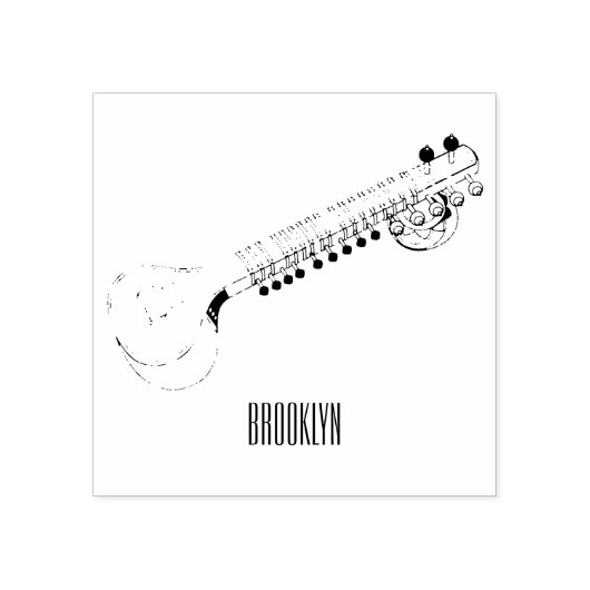 Sitar-cartoonillustratie Rubberstempel (Afrduk)