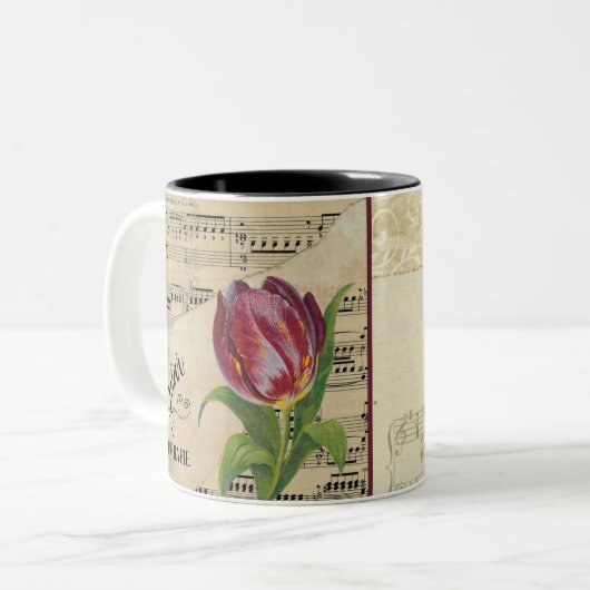Sitar Tulip  — Datablad Muziek Gepersonaliseerd Tweekleurige Koffiemok (Voorkant links)