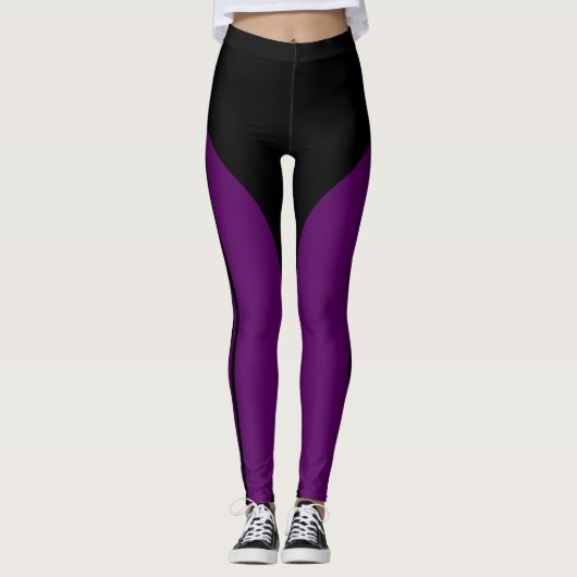 Site Stripe Paarse zwarte Leggings - Kies kleuren (Voorkant)