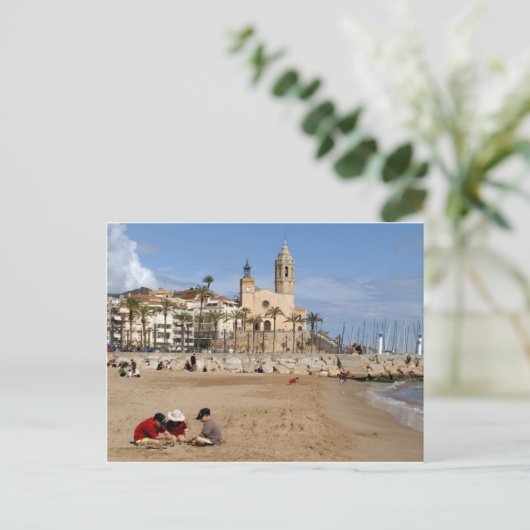 Sitges, Barcelona, jocs a la platja Briefkaart (Staand voorkant)