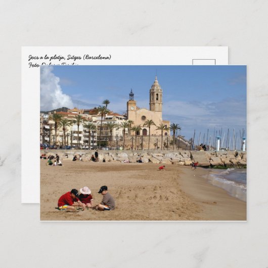 Sitges, Barcelona, jocs a la platja Briefkaart (Voorkant / Achterkant)