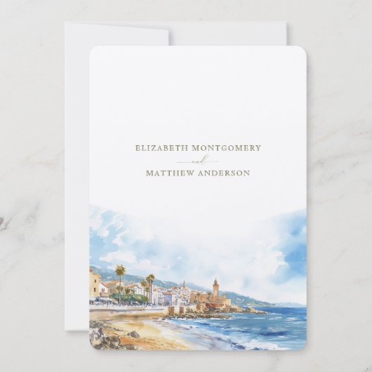 Sitges Beach Spanje Reizen Save-the-Date Kaart (Achterkant)