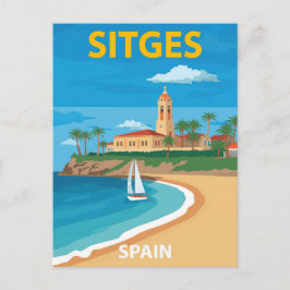  Sitges Spanje Beach Travel Poster Briefkaart
