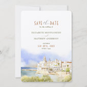 Sitges Spanje Destination Wedding Save-the-Date Kaart (Voorkant)