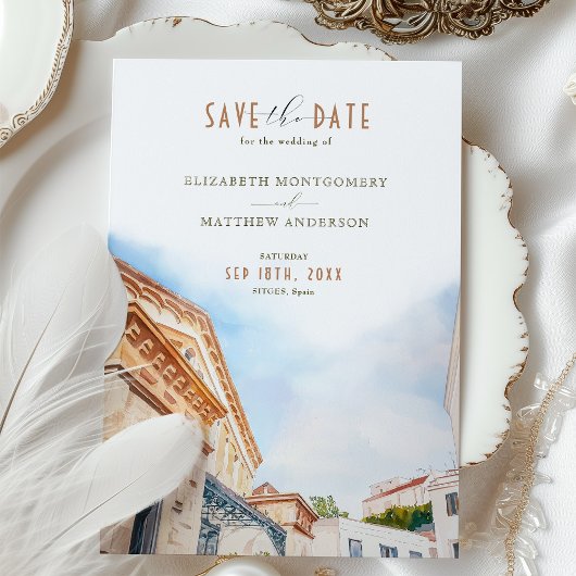 Sitges Spanje Destination Wedding Save-the-Date Kaart