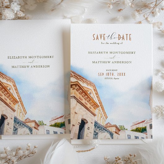 Sitges Spanje Destination Wedding Save-the-Date Kaart