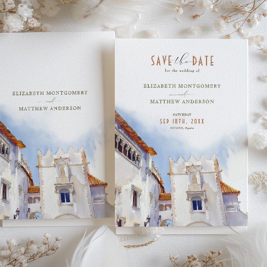 Sitges Spanje Destination Wedding Save-the-Date Kaart