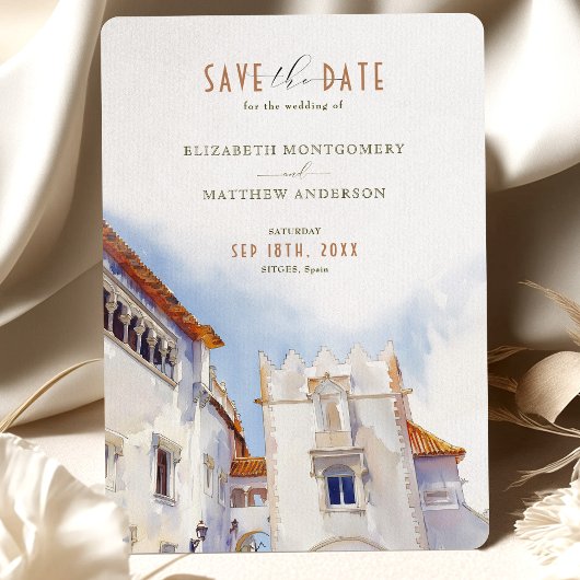 Sitges Spanje Destination Wedding Save-the-Date Kaart