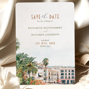 Sitges Spanje Destination Wedding Save-the-Date Kaart