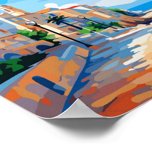 Sitges Spanje vintage reisillustratie Poster (Hoek)