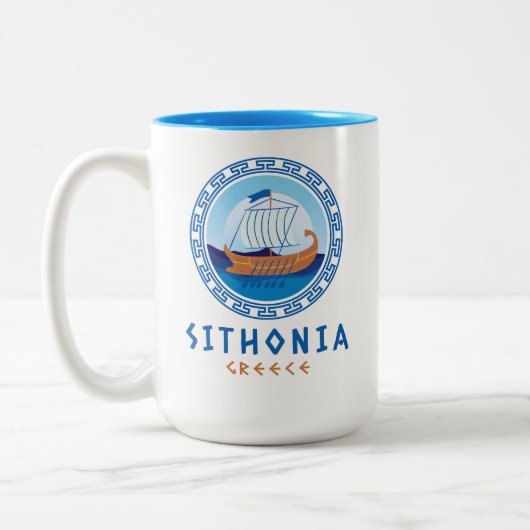 Sithonia, Griekenland Grieks scheepsontwerp Tweekleurige Koffiemok (Links)