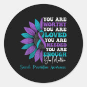Sitive Motivational Suprt Suicide Prevention Aware Ronde Sticker (Voorkant)