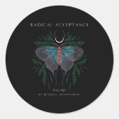 Sitive Retro Butterfly Moon Tee _ Graphic Growth M Ronde Sticker (Voorkant)