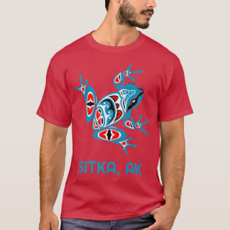 Sitka Alaska Blauwe Rode Kikker PNW Indiase Kunst T-shirt
