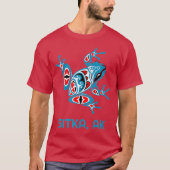 Sitka Alaska Blue Red Frog PNW Indian Art Native A T-shirt (Voorkant)