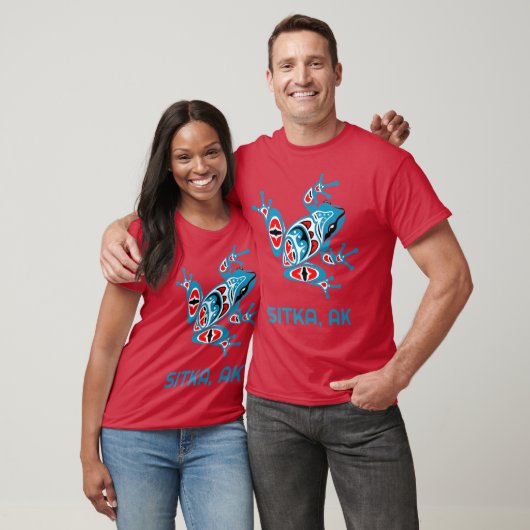 Sitka Alaska Blue Red Frog PNW Indian Art Native A T-shirt (Unisex)