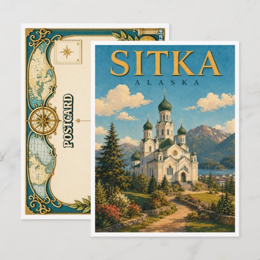Sitka Alaska Kathedraal GeoSaga Briefkaart (Voorkant / Achterkant)