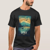 Sitka Alaska Retro Reizen Poster Graphic T-shirt (Voorkant)