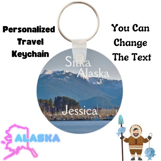 Sitka Alaska Travel Junkie Gepersonaliseerd Sleutelhanger