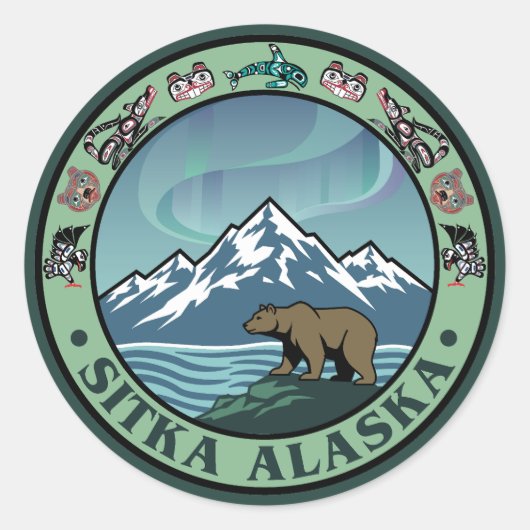 Sitka Alaska United States Ronde Sticker (Voorkant)