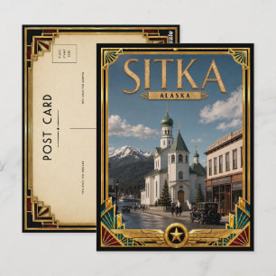 Sitka Alaska Vintage Art Deco Gouden Tijdperk P Briefkaart