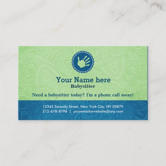 Sitter-visitekaartjes Visitekaartje (Voorkant)