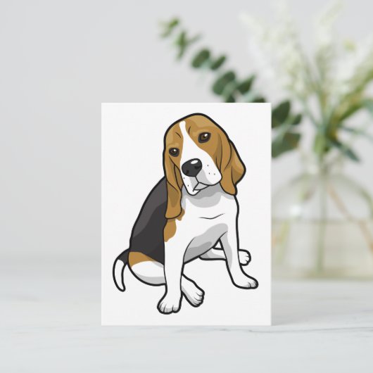 Sitting Beagle Briefkaart (Staand voorkant)