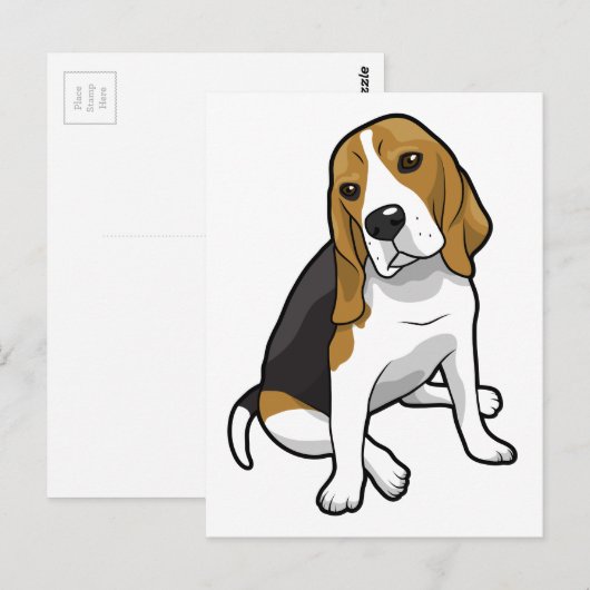Sitting Beagle Briefkaart (Voorkant / Achterkant)